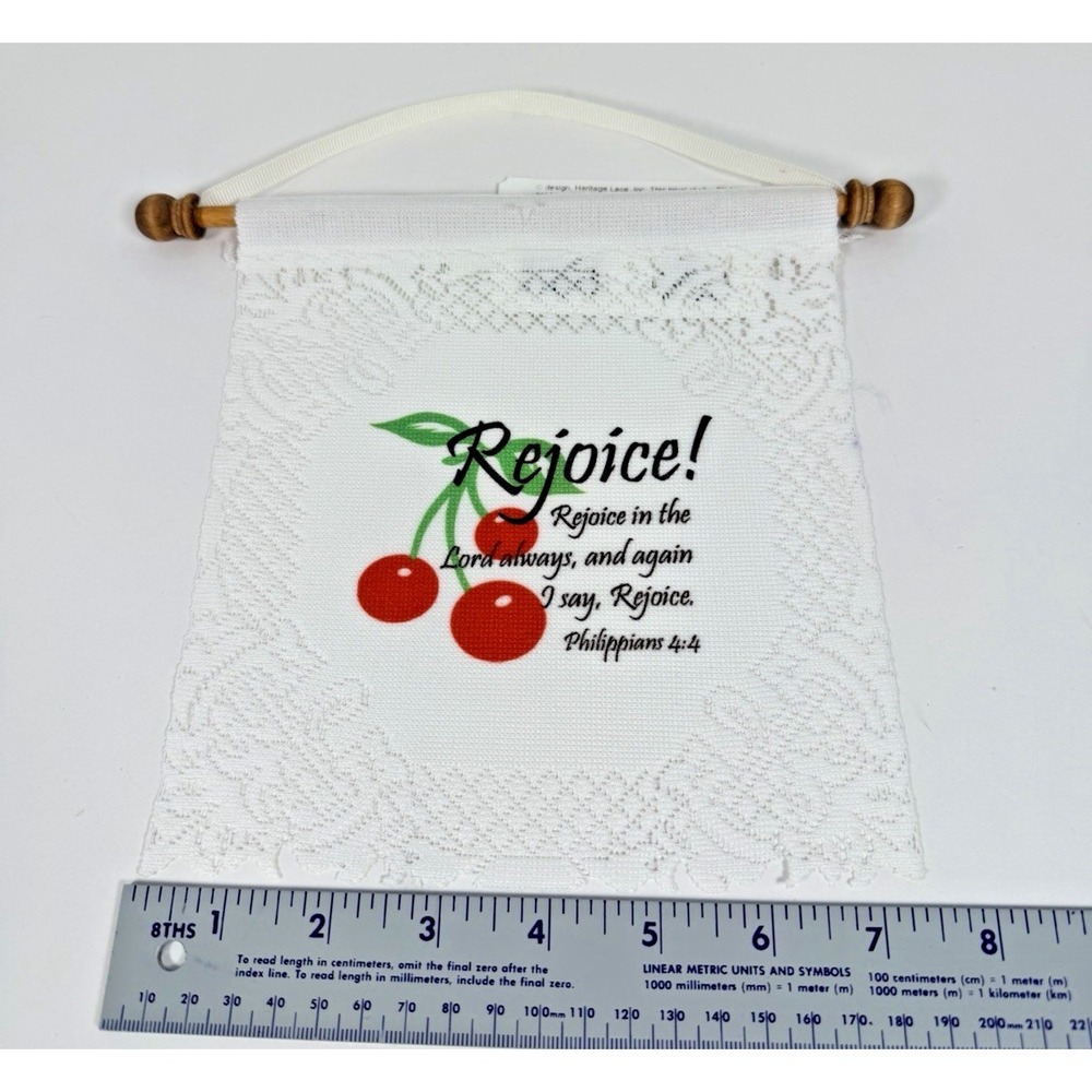 Religious Decorative Lace Wall Hanging Cherries Heritage Lace NWT! Philippians 4 - Picture 2 of 7